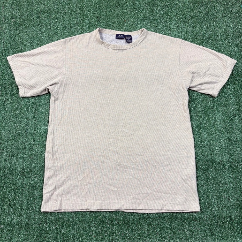 Vintage Bailey's Point T-shirt Tan Ribbed Knit Style Mens Large